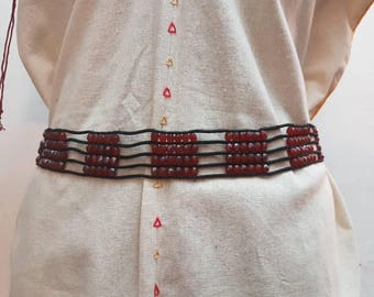 Beads and cordon ethnic belt. Tribal belt. Hippie belt. Boho Belt.