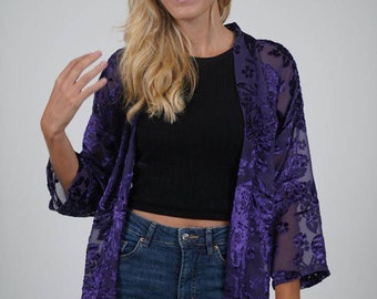 Brocade velvet kimono