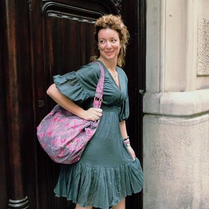 Sac bohème en coton, sac imprimé liberty, sac de plage, sac bandoulière, grand sac.