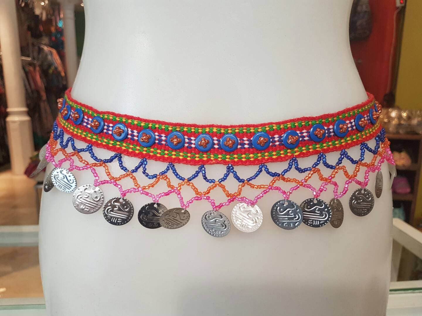 Tribal Belt Ethnic Belt Belt With Coins Boho Belt Etsy