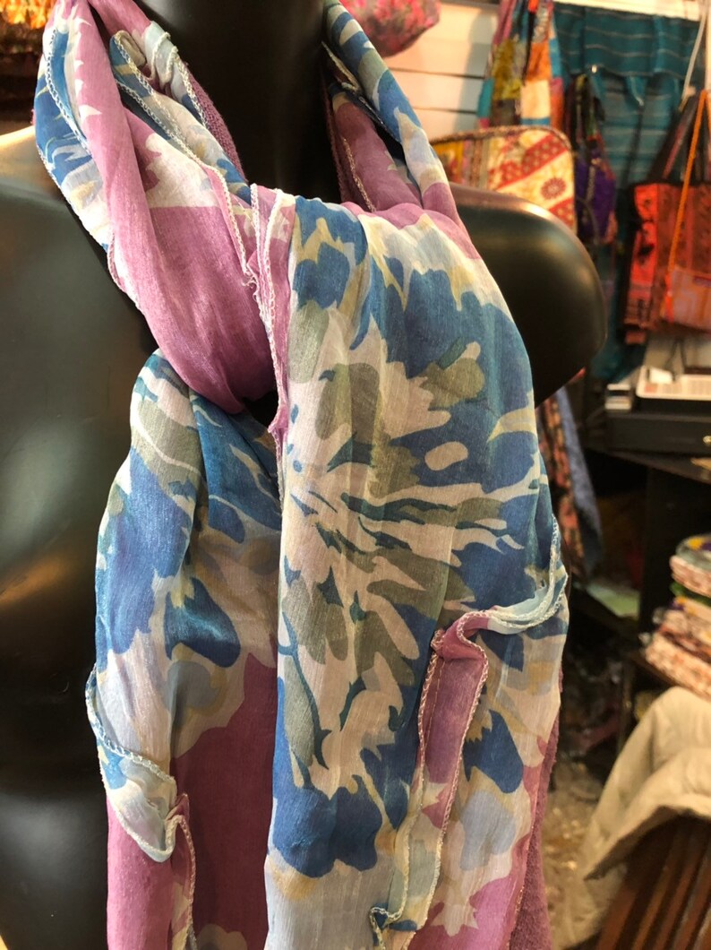 Cotton Scarf with stamped appliques