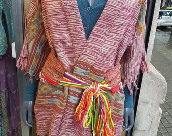 Silk sash with colored fringes