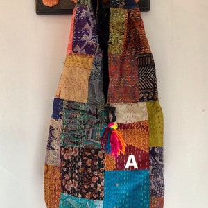 Patchwork silk bag. Boho bag..