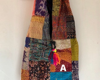 Patchwork silk bag. Boho bag..