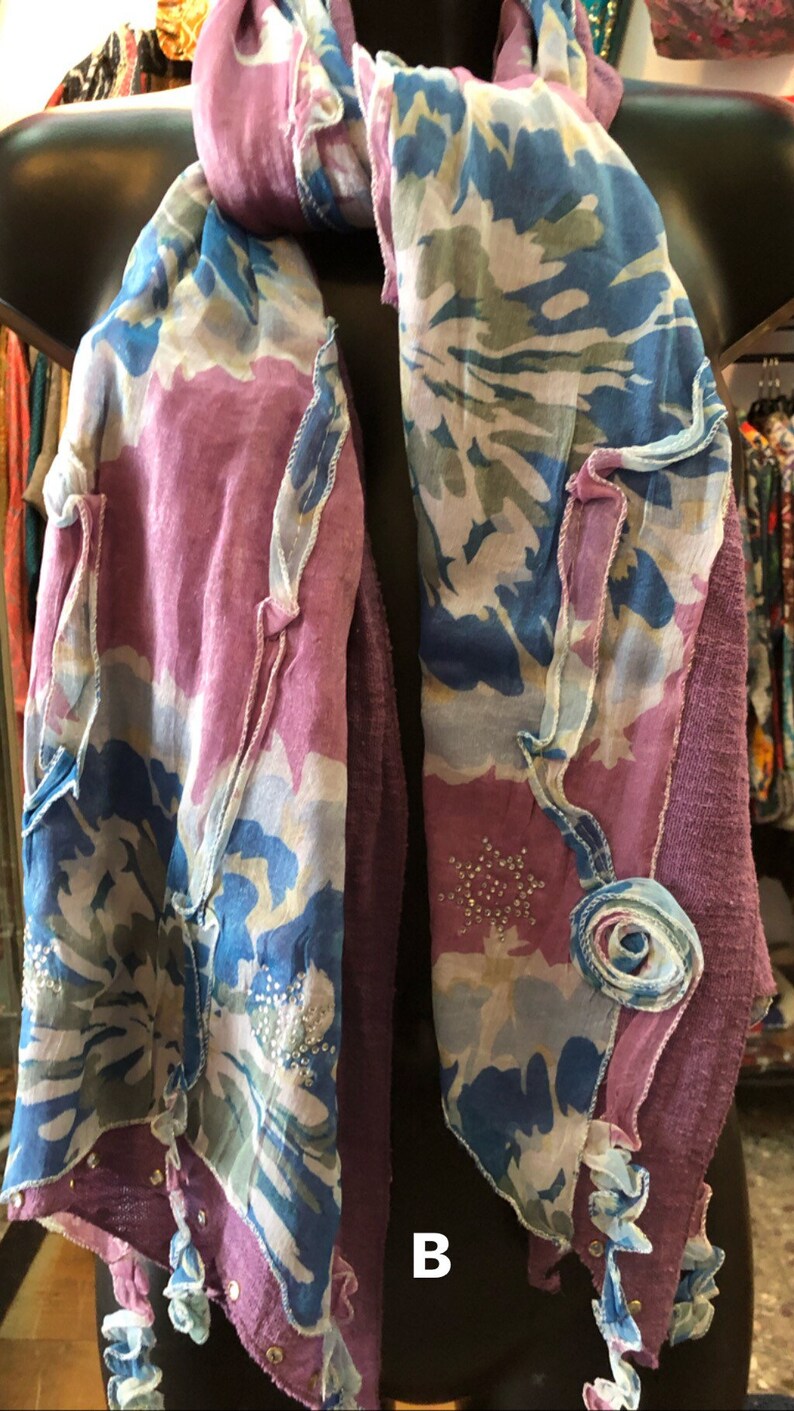 Cotton Scarf with stamped appliques