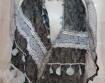 Designer Shawl with Applique Layers