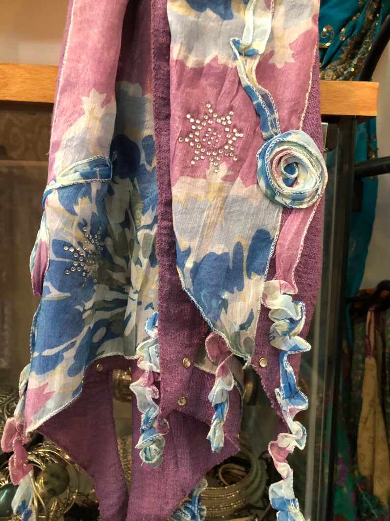 Cotton Scarf with stamped appliques