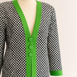 Vintage 80&#39;s Plaid Skirt Suit, Gideon Oberzon, Black and White Check Suit