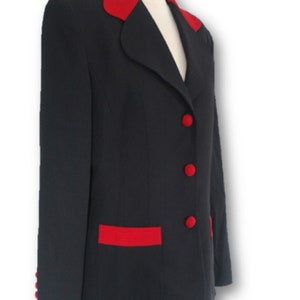 EXTENZO PARIS Black Jacket Blazer, Black Blazer, Black Jacket, Black and Red Jacket, Size 44 image 4