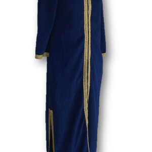 Vintage 70s Evelyn Pearson Cozy Fuzzy Velour Robe, Royal Blue Nightgown, Robe Nightgown, House Robe / Dress image 4