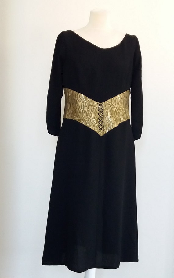 slim fit dress slacks Dramatic Gold Black Shimmery Gold Applique Choker Prom Dress main image 1