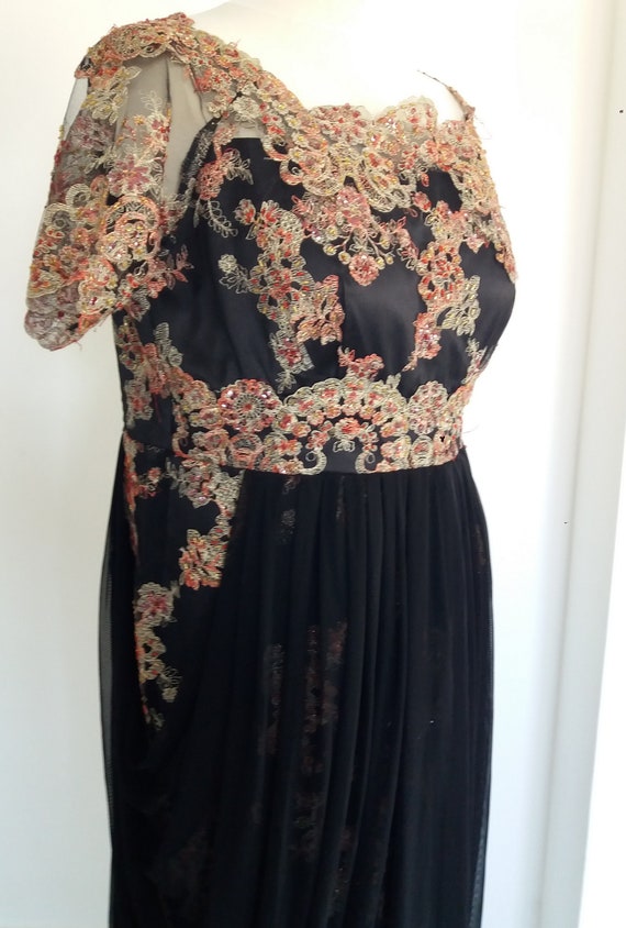 Vintage Black Beaded Embroidered Dress, Bohemian … - image 6