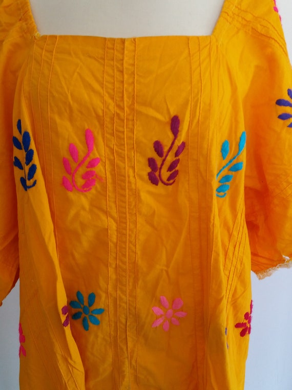 Mexican Floral Dress, Vintage 60s Embroidered Flo… - image 5