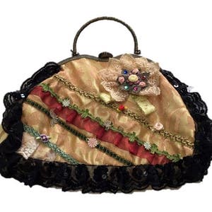 Evening clutch Embroidered & Lace Bags, Shoulder Bag With Handle image 1