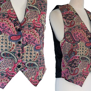 Vintage 80&#39;s Waistcoat Vest, Button Down Vest, Boho Waist Coat