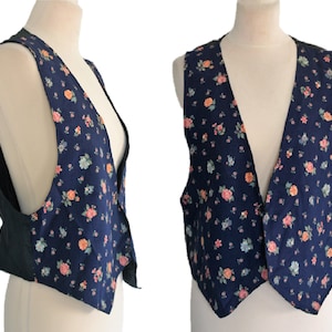 Floral Vest,  80s Vest , Floal Waistcoat, 1980s, Waist Coat