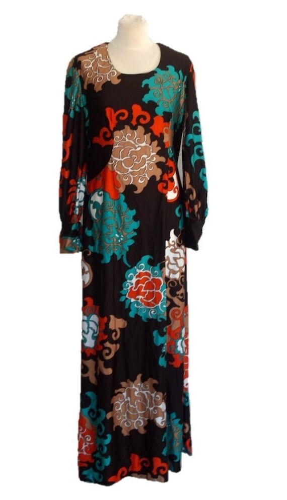 Vintage 70's Maxi Dress, Floral Hippie Dress - image 2