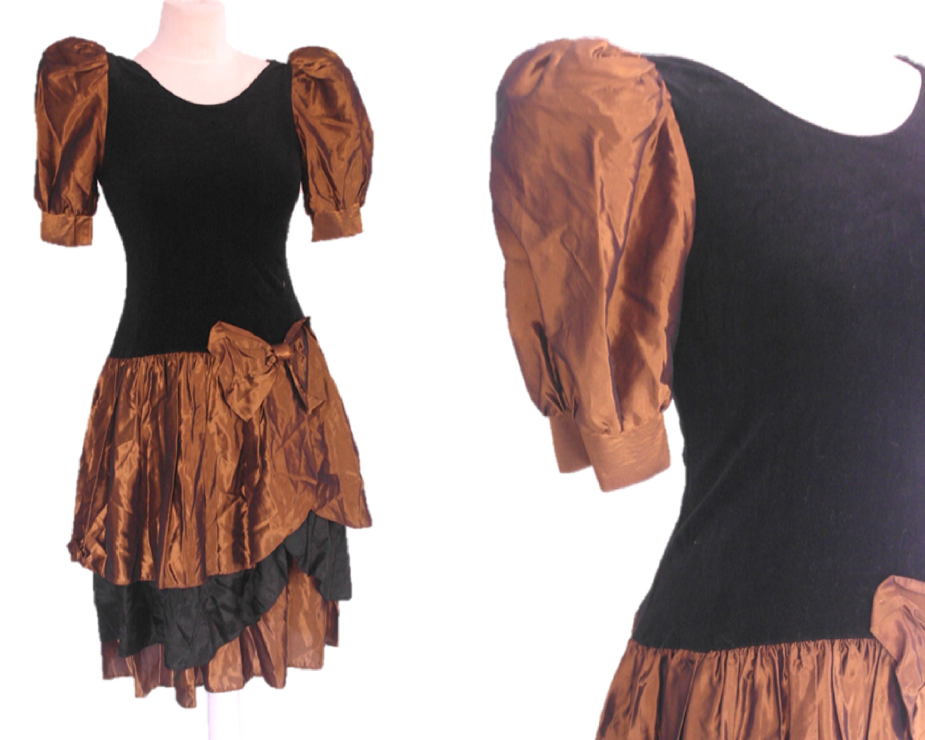 inch terugbetaling Concessie C&A yessica jurk bronzen en zwarte jurk bronzen gegolfd en - Etsy België