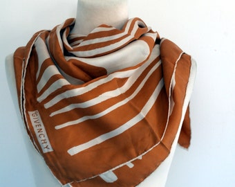 GIVENCHY Silk Scarf, Brown and White Scarf, Silk Scarf