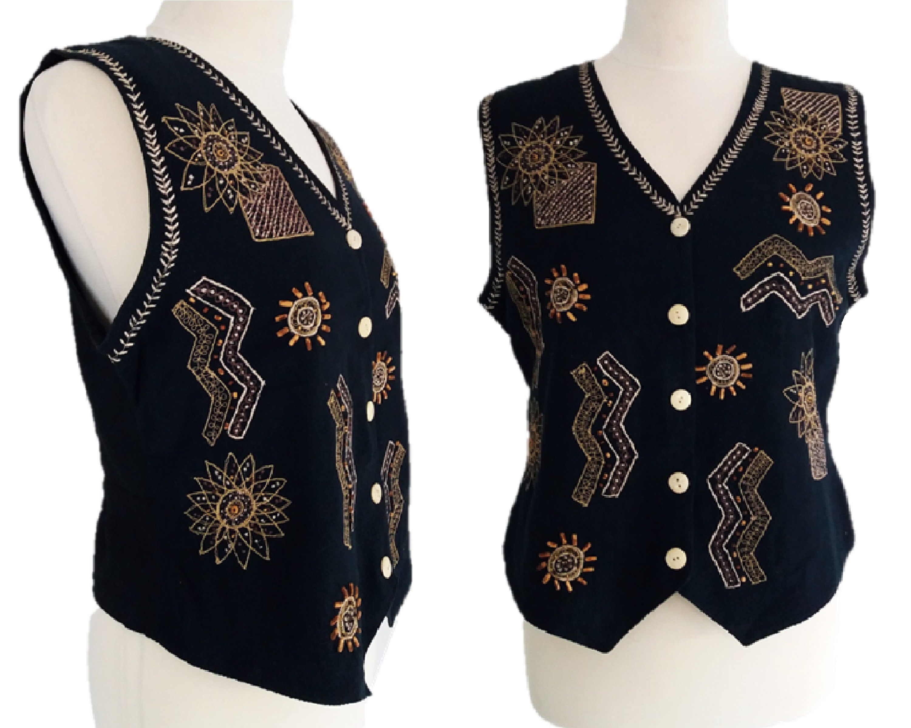 Vintage 70's RENE DERHY Embroidered Waistcoat Folk Vest - Etsy