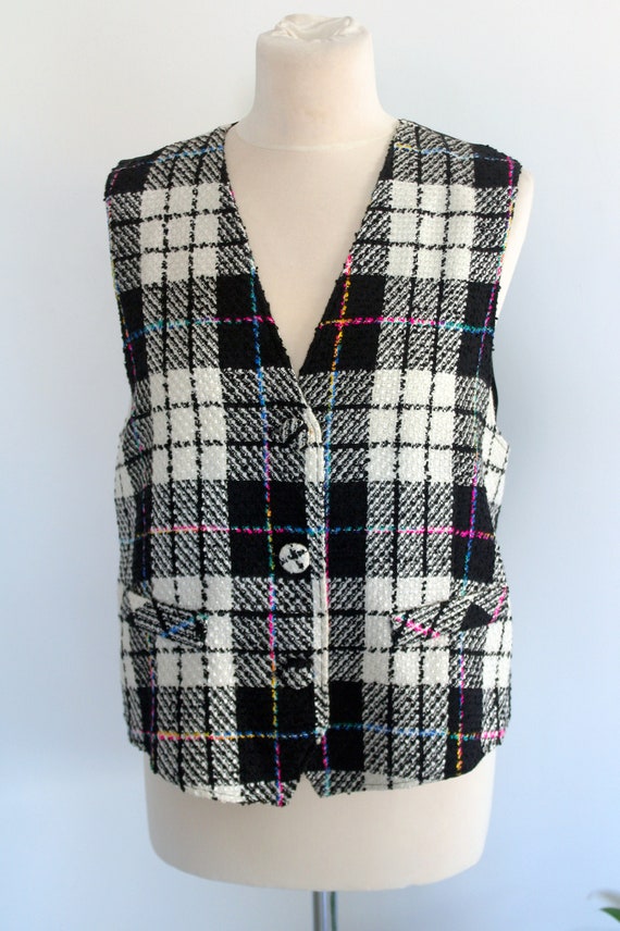 Yessica C&A Plaid Vest, Checkered Vest, Black and… - image 3