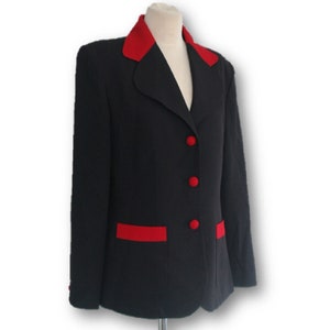 EXTENZO PARIS Black Jacket Blazer, Black Blazer, Black Jacket, Black and Red Jacket, Size 44 image 3