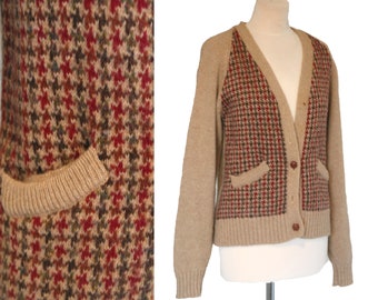 H. Stockton 70'S Beige Wool Cardigan, Beige Wool Blend Sweater