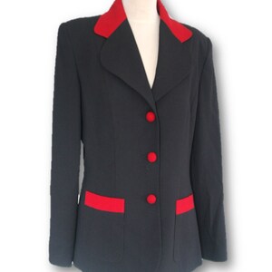 EXTENZO PARIS Black Jacket Blazer, Black Blazer, Black Jacket, Black and Red Jacket, Size 44 image 2