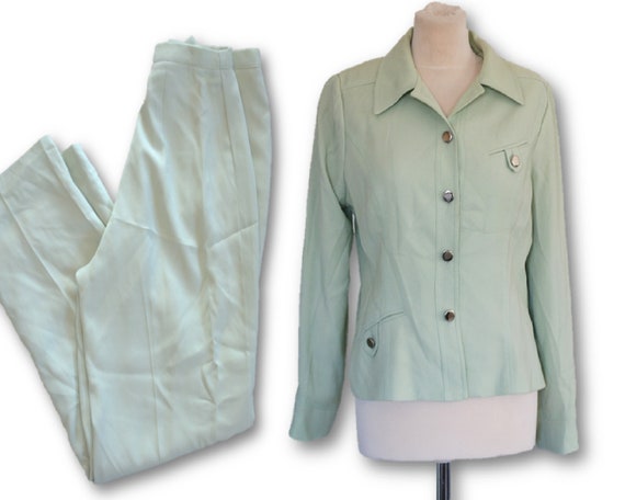 Vintage Retro 90's Green Mint Suit, Women's 2 Piece Jacket and Pants Suit, Pantsuit  Size 12 US, BORA FASHION -  Canada