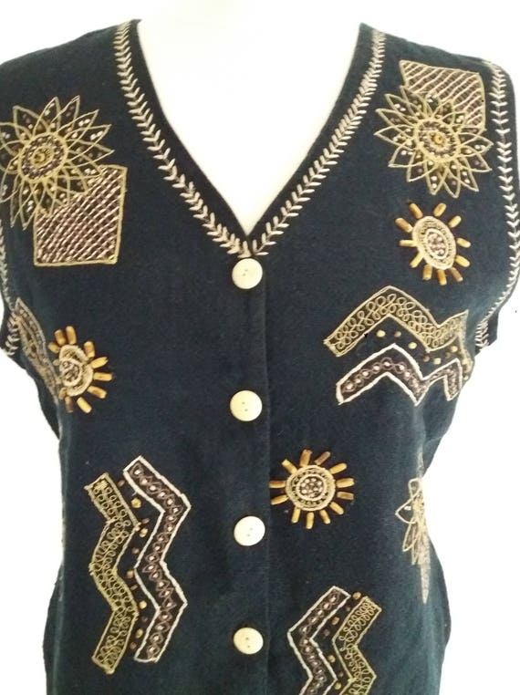 Vintage 70's RENE DERHY Embroidered Waistcoat, Fo… - image 6