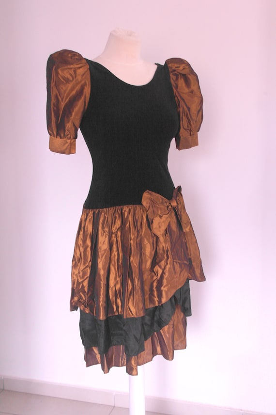 heerlijkheid tot nu Dakraam C&A yessica jurk bronzen en zwarte jurk bronzen gegolfd en - Etsy Nederland