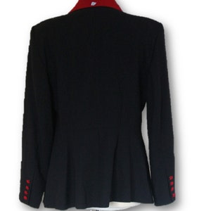 EXTENZO PARIS Black Jacket Blazer, Black Blazer, Black Jacket, Black and Red Jacket, Size 44 image 5