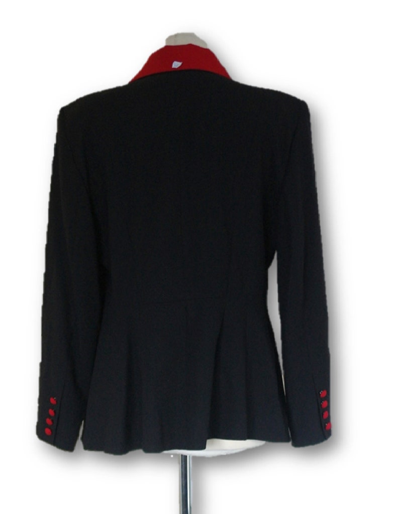 EXTENZO PARIS Black Jacket Blazer, Black Blazer, Black Jacket, Black and Red Jacket, Size 44 image 5