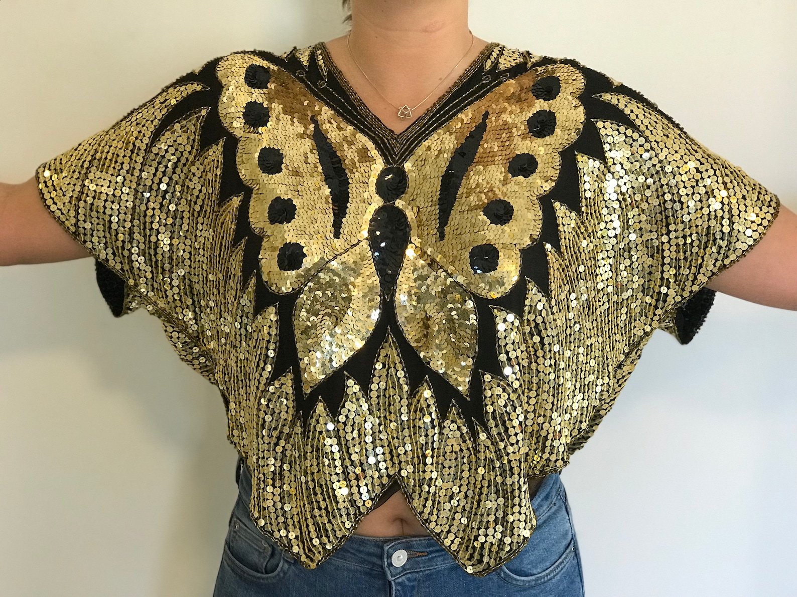 Butterfly Sequin Top Butterfly Top Sequin Vintage Shirt | Etsy