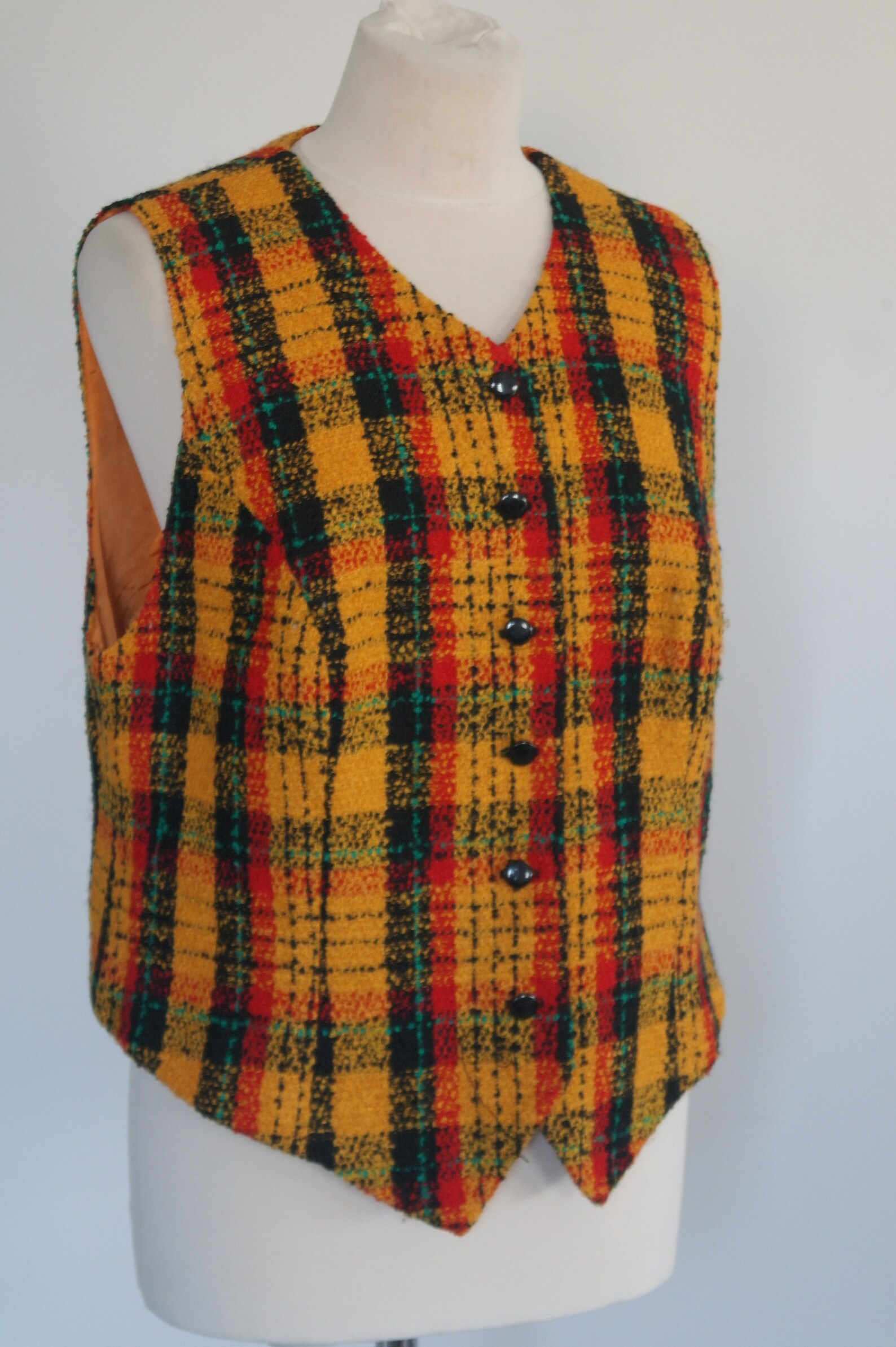 Plaid Vest Checkered Vest Orange Red Black Checkered Vest - Etsy