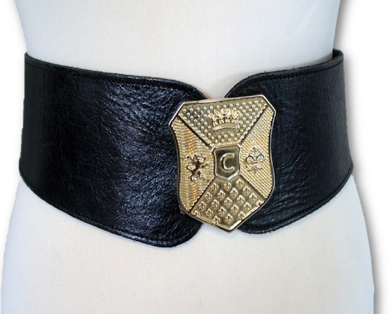 Vintage Metal Leather Stretch Belt Vintage Omega Arrowhead Stretch Belt Beige Art Ornate Metal  main image 2