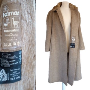 Vintage 60s KREATION KARNER Long Lama Wool Coat With Faux Fur