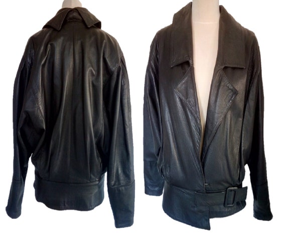Black Leather Jacket, Vintage 80s