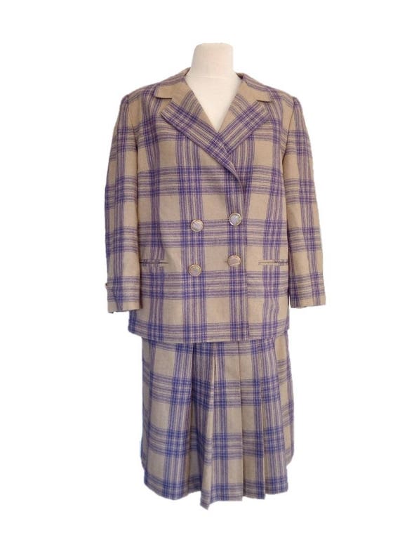 Vintage Woman's Skirt Suit, 80's  Plaid Suit, Ski… - image 3