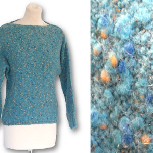 Vintage 90s Sweater, Blue Pullover Sweater, Vintage Knit Sweater