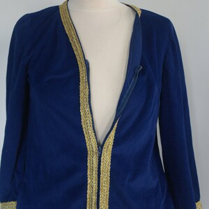 Vintage 70s Evelyn Pearson Cozy Fuzzy Velour Robe, Royal Blue Nightgown, Robe Nightgown, House Robe / Dress image 3