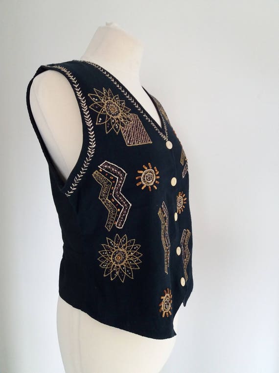 Vintage 70's RENE DERHY Embroidered Waistcoat, Fo… - image 3