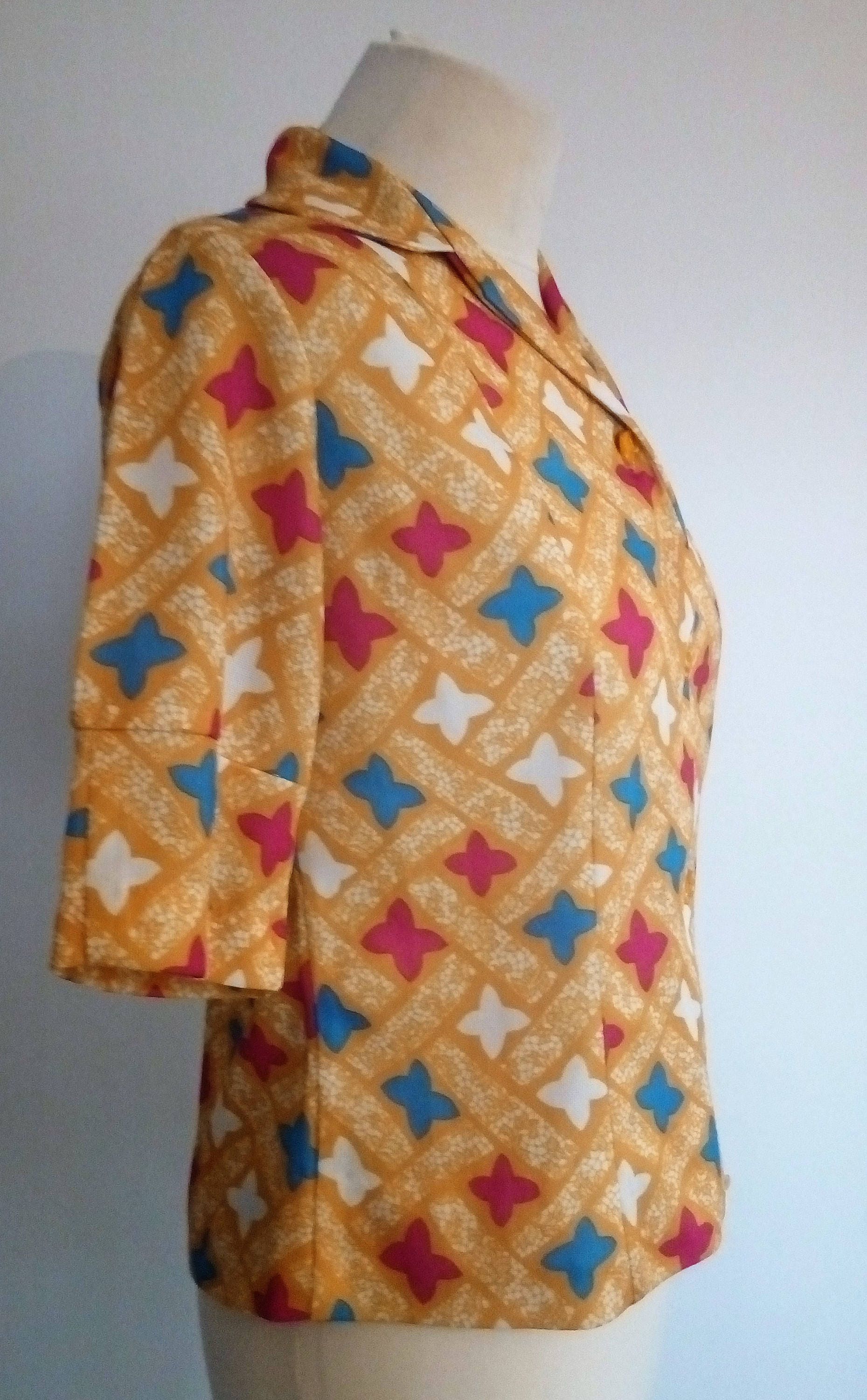 Button Down Shirt Yellow Shirt With White Red and Blue Etsy UK