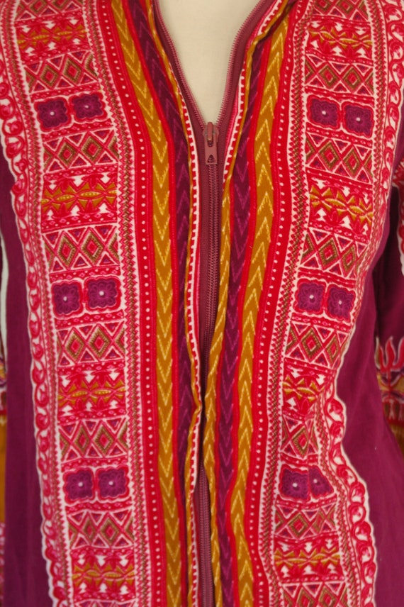 Vintage Women's Bohemian Ethnic Print  Hooded Dre… - image 4