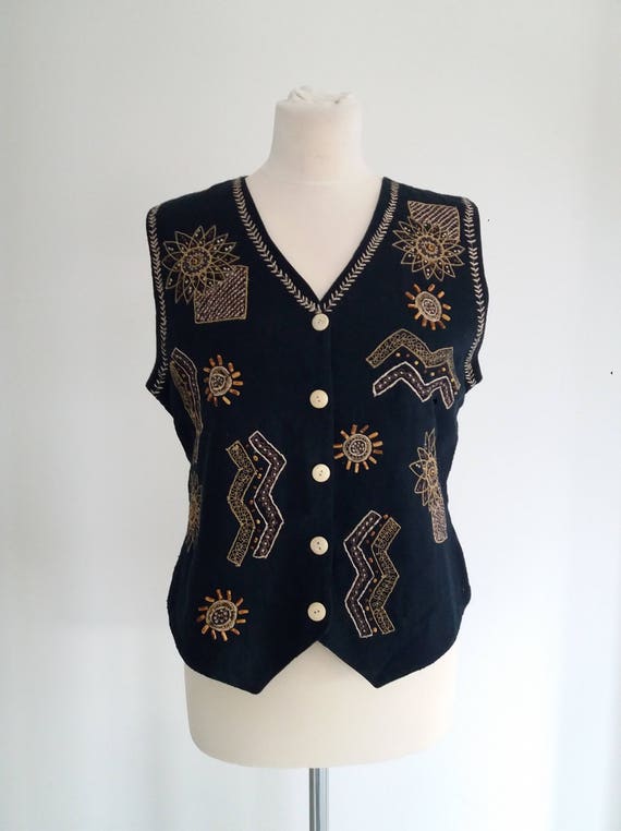 Vintage 70's RENE DERHY Embroidered Waistcoat, Fo… - image 2