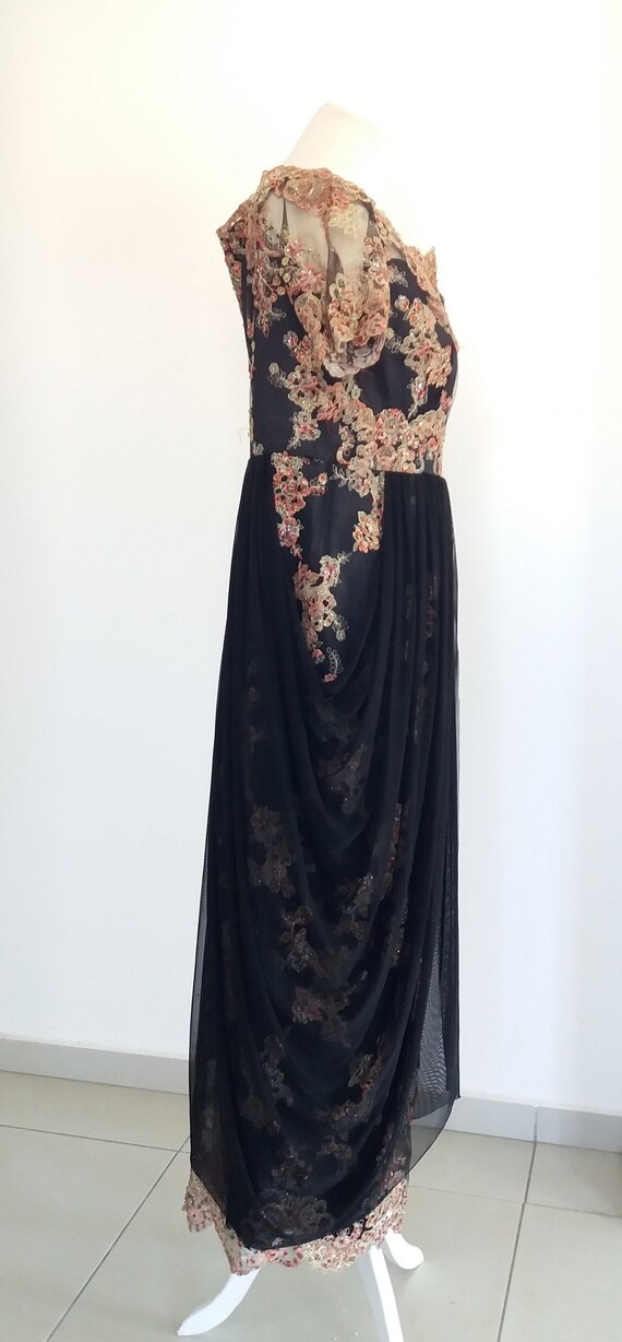 Vintage Black Beaded Embroidered Dress, Bohemian … - image 5