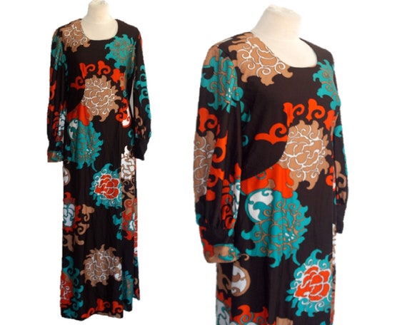 Vintage 70's Maxi Dress, Floral Hippie Dress - image 1