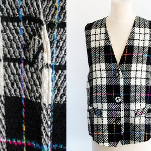 Yessica C&A Plaid Vest, Checkered Vest, Black and White Checkered Vest, Check Vest, Waistcoat, Waist Coat