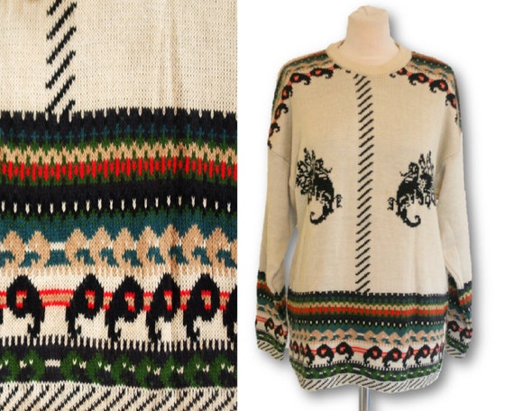 Vintage 90s DENLLO sueter sueter beige Pullover Etsy Mexico
