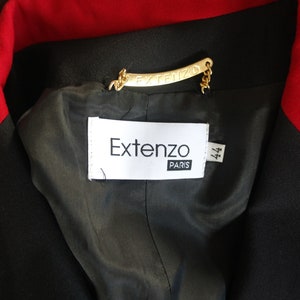 EXTENZO PARIS Black Jacket Blazer, Black Blazer, Black Jacket, Black and Red Jacket, Size 44 image 6